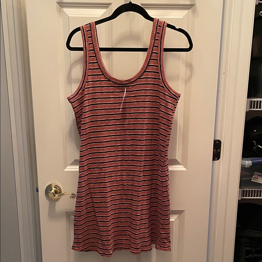 American Eagle Outfitters Pink and Black Striped Tank Dress